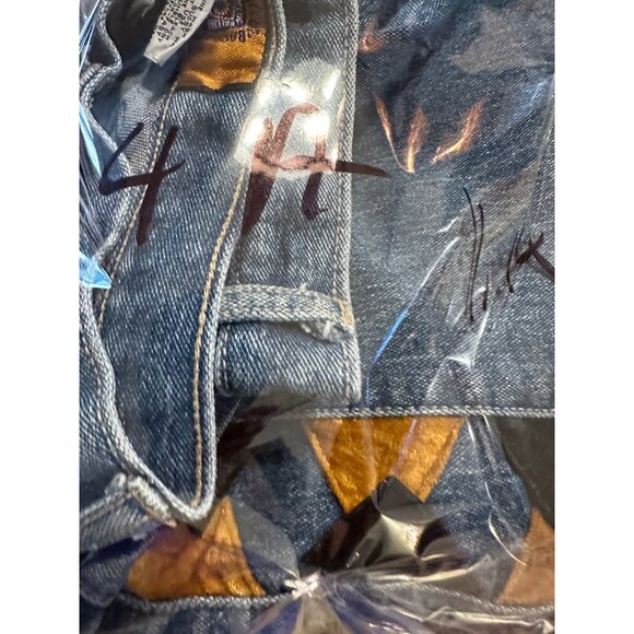 Vtg Baccini Denim Jeans 14 barrell gold Triangle Patchwork high waisted READ - Picture 12 of 14
